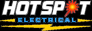 Hotspot Electrical logo with white text, red starburst icon, and blue electrical text below